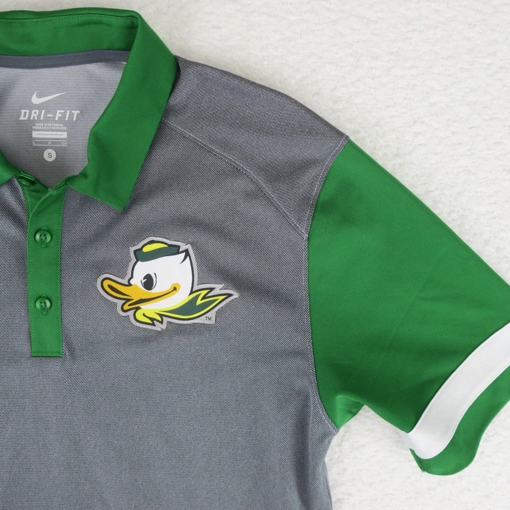 Nike Dri‎ Fit Oregon Ducks Polo Shirt Mens Small Gray Green